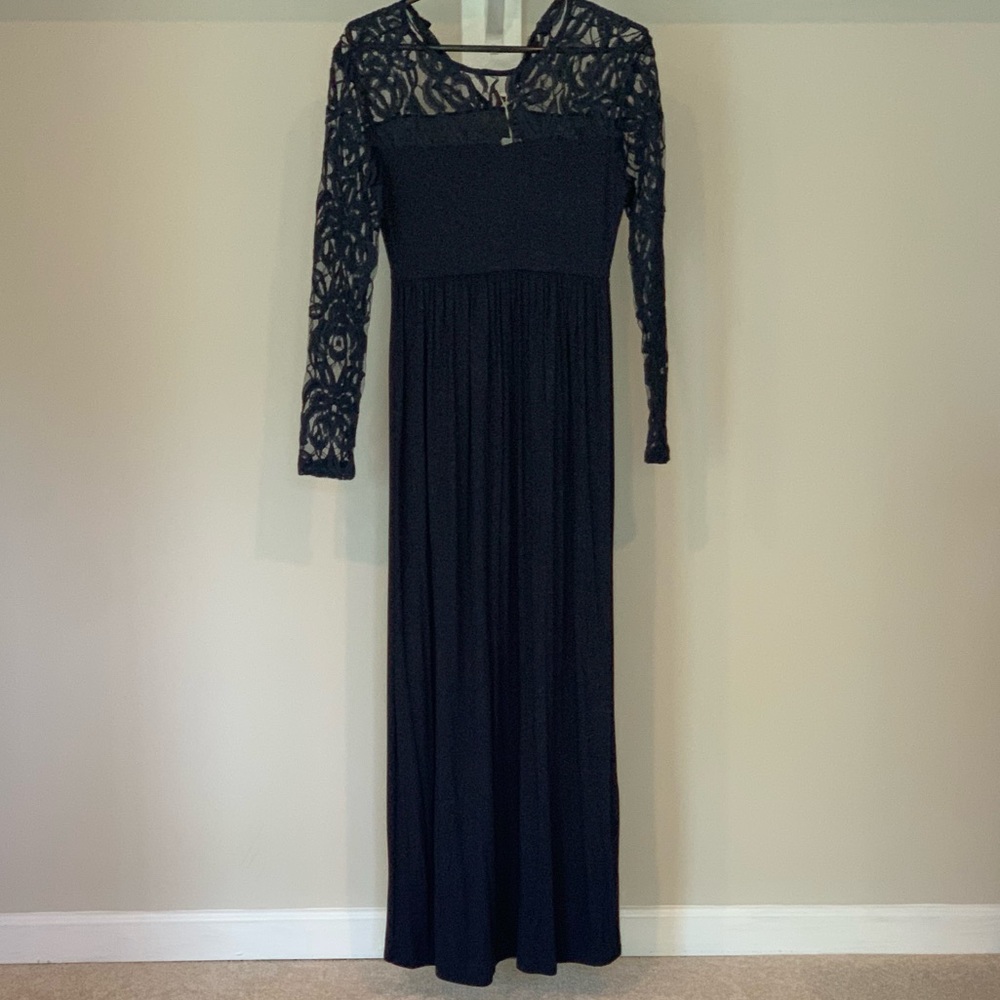 Pinkblush Maternity Blue Lace Maxi Dress